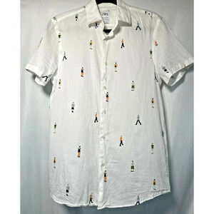 Mens Zara Button Down Sz‎ S Academia Collage School Boy Preppy